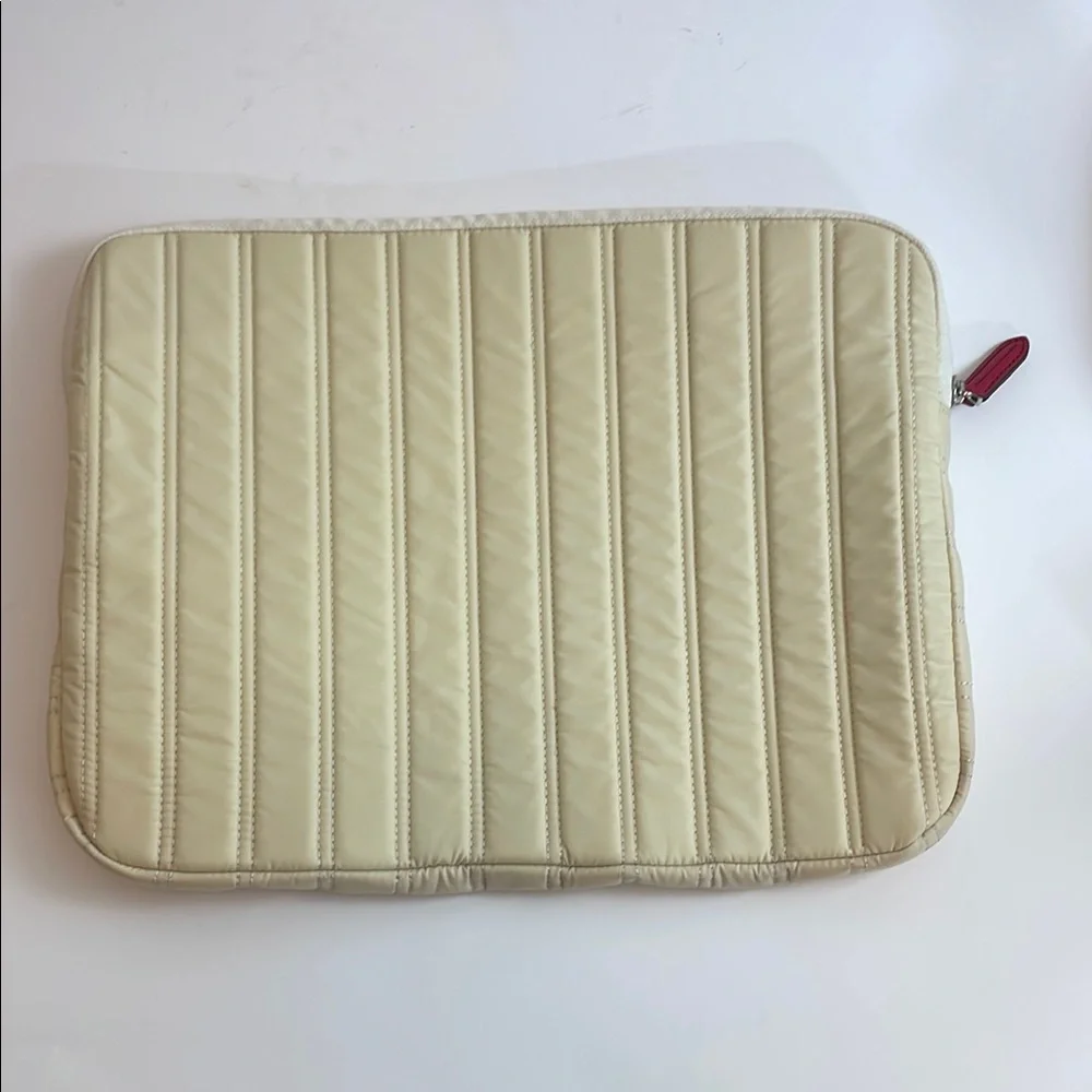 Tumi Cream Quilted Laptop Sleeve